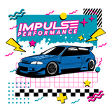Impulse Performance 90s Retro Tee Featuring Honda Civic EG hatchback