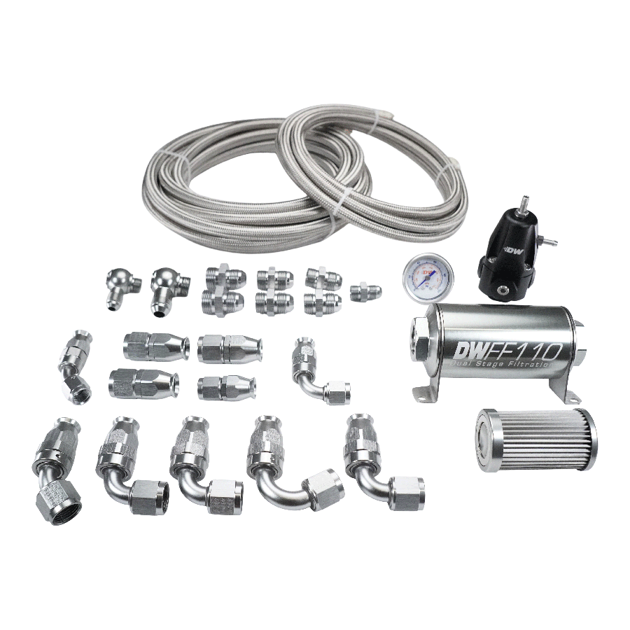 DeatschWerks X2 Series Pump Hanger PTFE Plumbing Kit (-8AN Feed, -6AN Return) - Honda Civic EG/EK (6-625)