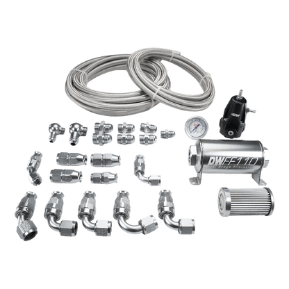 DeatschWerks X2 Series Pump Hanger PTFE Plumbing Kit (-8AN Feed, -6AN Return) - Honda Civic EG/EK (6-625)