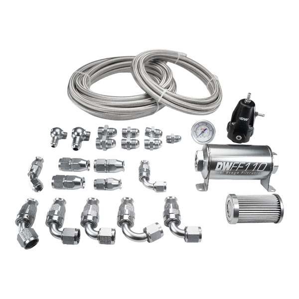 DeatschWerks X2 Series Pump Hanger PTFE Plumbing Kit (-8AN Feed, -6AN Return) - Honda Civic EG/EK (6-625)