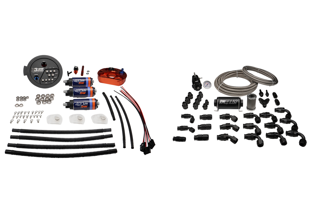 DeatschWerks X3 Series Fuel Pump Module with Triple DW420 Pumps and PTFE Return Plumbing Kit - Toyota GR Supra (A90) & BMW M3/M4 (G8X) (9-423-627-7080)