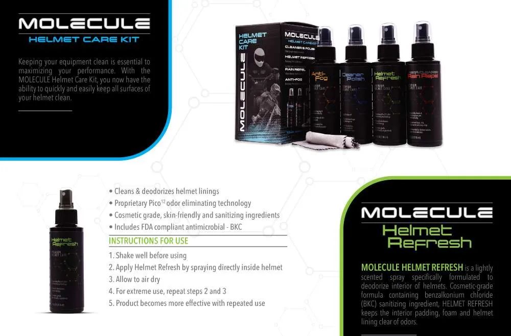 Molecule Helmet Care Kit 4 Bottles, 4oz Each