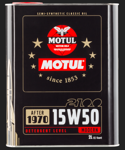 Motul Classic 2100 15W50 Oil 2-Liter for Vehicles Late-1960's 1970's and 1980's